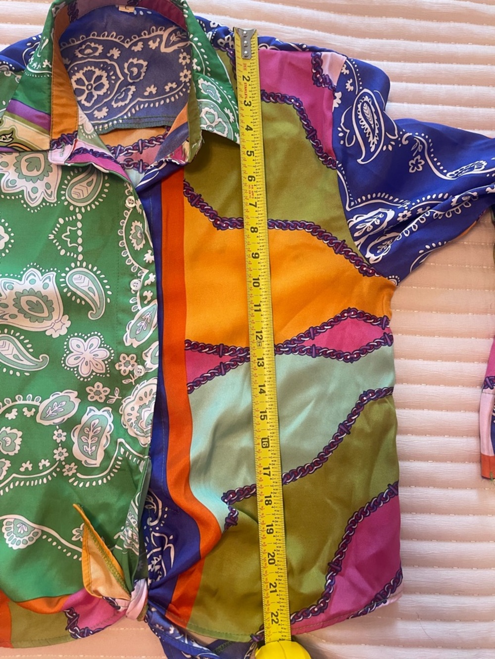 Colorful Patchwork Button-Up Shirt - Picture 5 of 6
